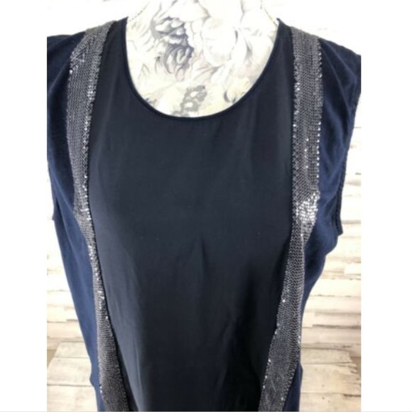 J Crew sz XL Chainmail Stripe tank top Blue Panel - Picture 2 of 8